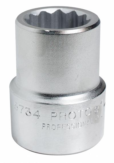 PROTO Socket: Metric, 1 in Drive Size, 65 mm Socket Size, 12-Point, Std, Satin - 1" Drive Hand Sockets