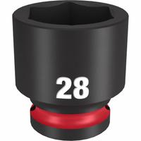 MILWAUKEE Standard Impact Socket: 1/2 in Drive Size, Metric, 28 mm Socket Size, 6-Point, Std (MPN 49-66-6260). Key specifications — attr1215501: MILWAUKEE; attr1215515: Black Phosphate; attr1215518: 28 mm.