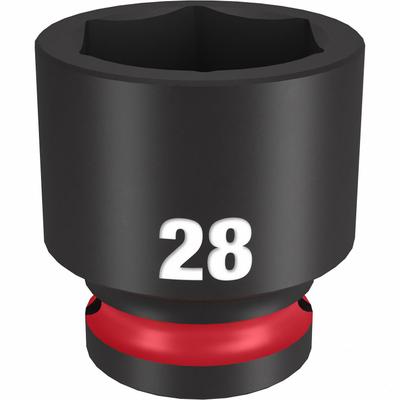 MILWAUKEE Standard Impact Socket: 1/2 in Drive Size, Metric, 28 mm Socket Size, 6-Point - 1/2" Drive Impact Sockets