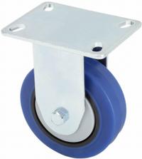 APPROVED VENDOR Plate Caster: Rigid, Rubber, 4 in Wheel Dia, 1 1/4 in Wheel Wd, 5 1/8 in Mounting Ht (MPN 437V20). Key specifications — Wheel/Tread Color: Blue; Brand: APPROVED VENDOR; Roll Up: Rigid.