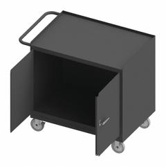 DURHAM MFG Mobile Cabinet Workbench: 36 in x 24 in, Steel, 1,200 lb Overall Load Capacity, Gray (MPN 3112-95). Key specifications — Included Components: Handle on Side; Assembly: Fully Assembled; Brand: DURHAM MFG.