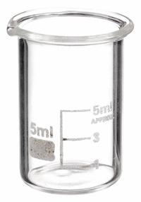 APPROVED VENDOR Beaker: 5 mL, 0.2 fl oz, Low Form, Colorless, Glass, 1 mL Graduation Increments - mL (MPN 5YGY6). Key specifications — attr1371051: APPROVED VENDOR; attr1371062: Colorless.