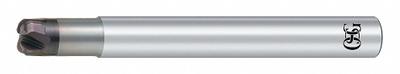 OSG Corner Radius End Mill: Carbide, WXS Coated, 4 Flute, 1/2" Mill Dia, 0.2" LOC - High-Feed Carbide Corner-Radius End Mills for Hardened Materials