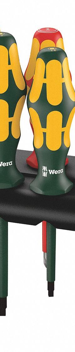 WERA Insulated Screwdriver Set: 1-10 Pieces, 6 Pieces, Phillips/Slotted/Square Tip, Ergonomic Grip (MPN 05347777001). Key specifications — attr1205274: WERA; attr1205269: 1/32 in.