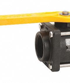 BANJO Manual Two-Way Ball Valve: 2 in, Glass-Filled Polypropylene, Straight, FNPT x FNPT, Lever (MPN V204FP). Key specifications — Brand: BANJO; Handle: Lever.