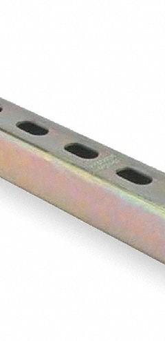 Strut Channel - Slotted: Steel, Zinc-Plated, 12 ga Gauge, 20 ft Overall Lg, Silver (MPN A1200HS 20). Key specifications — Material: Steel; Color: Silver; Finish: Zinc-Plated; Hole Size: 9/16 in x 1-1/8 in; Hole Spacing: 2 in Center to Center; Slot Type: Slotted; Brand: SUPERSTRUT.