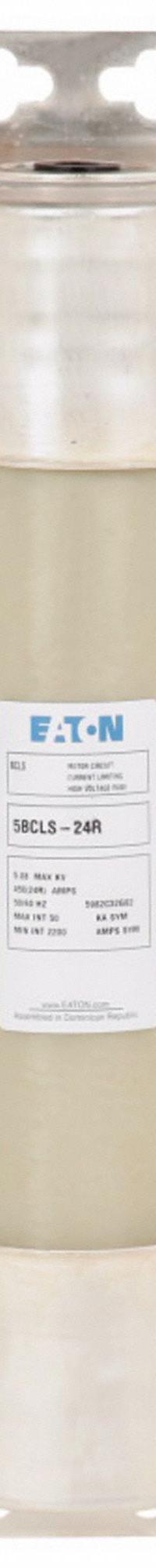 BUSSMANN Medium Voltage Fuse: BCLS Series, R-Rated, 4.8 kV AC, 450 A, Time-Delay, Indicating (MPN 5BCLS-24R). Key specifications — attr1287210: BCLS; attr211191: BUSSMANN.