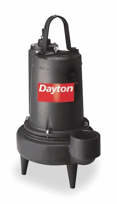 Dayton Sewage Ejector Pump: Three Phase, 3 hp, 230 to 460V AC, 2 1/2 in Max. Dia. Solids - Non-Clog Sewage Ejector Pumps