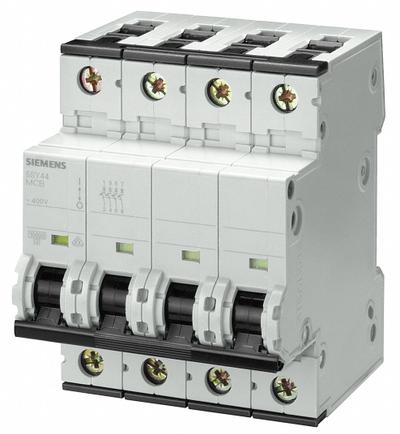 SIEMENS IEC Supplementary Protector: 13 A Amps, 72V DC, 10kA at 400V AC, Screw Clamp - D-Curve, 4-Pole UL1077 DIN Rail-Mount Supplementary Protectors