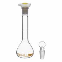 UNITED SCIENTIFIC SUPPLIES INC Glass Flasks: 50 mL, Colorless, Round, A, +/-0.08 mL (MPN FGWM050). Key specifications — Shape: Round; Tolerance: +/-0.08 mL; Body Color: Colorless; Brand: UNITED SCIENTIFIC SUPPLIES INC; Compatible with Stopper Size: 14/23; USP Specification: Type I.