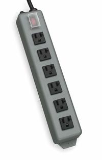 TRIPP LITE Outlet Strip: 6 Outlets, 15 ft Cord Lg, 20 A Current, UL 1363, Gray, 5-20P, 2 1/2 in Wd (MPN UL620-15). Key specifications — Brand: TRIPP LITE; Mounting Style: Keyhole.