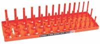 HANSEN Socket Tray: Orange, 18 1/8 in Overall Wd, 42 Posts/Slots, Plastic, Sockets (MPN 12053). Key specifications — attr1125348: Plastic; attr1125346: HANSEN; attr1125347: Orange; attr1136588: Sockets; attr1125364: Socket Tray.