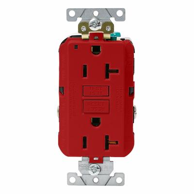 LEVITON Plugs and Receptacles: Duplex, 5-20, Red, GFCI, 125V AC, 20 A - General Purpose Receptacles