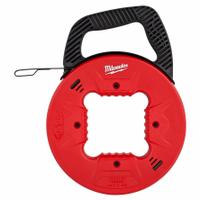 MILWAUKEE Fish Tape: 25 ft Lg, Manual Wind Tape Retraction, Flat Tape Shape, Formed Hook End Style (MPN 48-22-4171). Key specifications — attr306613: 48-22-4171; attr306630: Internal Rotating; attr306631: Winder Slide; attr306622: Steel; attr306616: MILWAUKEE; attr542118: Manual Wind; attr544274: 7 in.