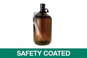 QORPAK Jug: Amber, Glass, 4 L, 157.96 mm, Includes Closure, 341 mm Overall Ht - Glass Jugs