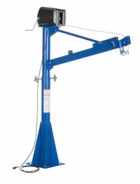 VESTIL Davit Crane: Steel, Electric, 1,500 lb Max. Load Capacity, 3.6 ft to 5.6 ft, Pedestal (MPN WTJ-E-15-3-AC). Key specifications — Material: Steel; Brand: VESTIL; Included Base Type: Pedestal; Body Material: Steel.