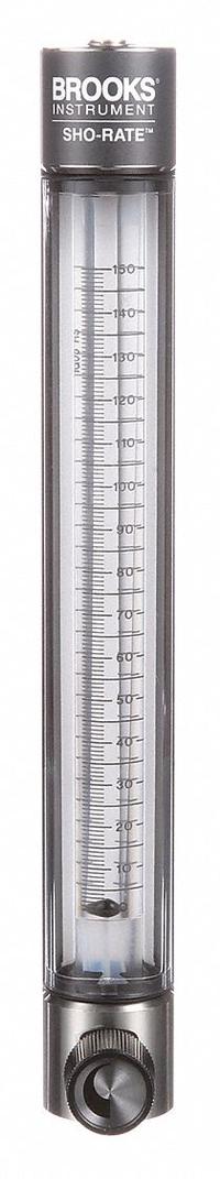 BROOKS Mechanical Flowmeter: Flow Meter, Scale, Variable Area, Panel Mount, Vertical, Liters, FNPT (MPN 1255AR1051MRSVV). Key specifications — Display Type: Scale; O-Ring Material: Viton; Includes Flow Rate Adjustment Knob: Yes; Includes Pressure Guage: No; Mounting Orientation: Vertical; Unit Of Measure: Liters; Brand: BROOKS; Accuracy: +/-3%.