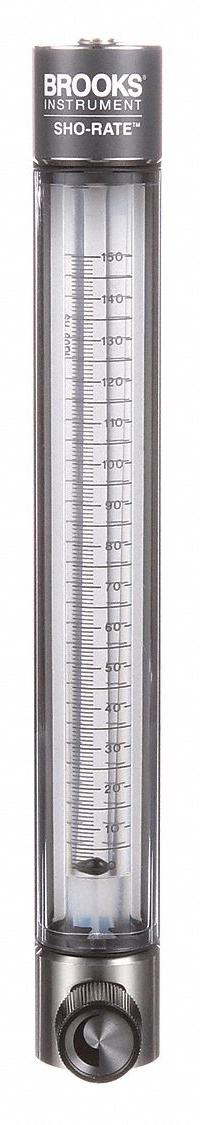 BROOKS Mechanical Flowmeter: Flow Meter, Scale, Variable Area, Panel Mount, Vertical, Liters, FNPT (MPN 1255AR1051MRSVV). Key specifications — Display Type: Scale; O-Ring Material: Viton; Includes Flow Rate Adjustment Knob: Yes; Includes Pressure Guage: No; Mounting Orientation: Vertical; Unit Of Measure: Liters; Brand: BROOKS; Accuracy: +/-3%.