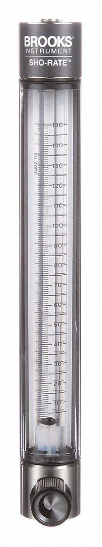 BROOKS Mechanical Flowmeter: Flow Meter, Scale, Variable Area, Panel Mount, Vertical, Liters, FNPT (MPN 1255AR1051MRSVV). Key specifications — Display Type: Scale; O-Ring Material: Viton; Includes Flow Rate Adjustment Knob: Yes; Includes Pressure Guage: No; Mounting Orientation: Vertical; Unit Of Measure: Liters; Brand: BROOKS; Accuracy: +/-3%.