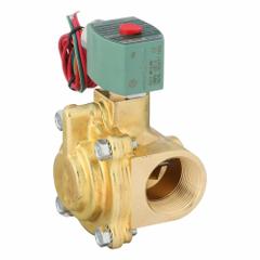 REDHAT Solenoid Valve: 2-Way, Normally Closed, 1 1/4 in Pipe Size, 110V AC/120V AC, Slow-Closing (MPN 8221G009). Key specifications — Pipe Size: 1-1/4 in; Voltage: 120V AC; Brand: REDHAT; Coil Enclosure: Without Junction Box.