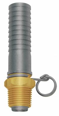 SANI-LAV Swivel Hose Adapter: Brass/Stainless Steel, Brass, 3 3/4 in Overall Lg, Barb (MPN N22). Key specifications — Inlet Connection Type: Barb; Brand: SANI-LAV; Color/Finish: Brass; Includes: Trigger Lock Ring; Material: Brass; Product Type: Hose Adapter.