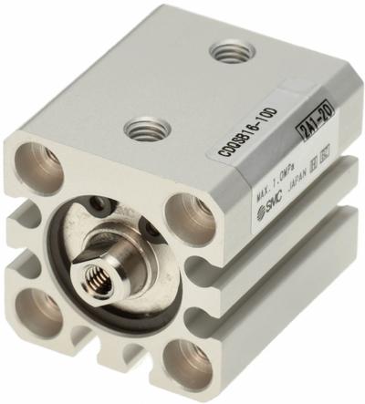 SMC Compact Cylinder: 16 mm Bore Dia, 10 mm Stroke Lg, Tapped Hole/Through Hole Mounting - Through Hole Mount Compact Cylinders