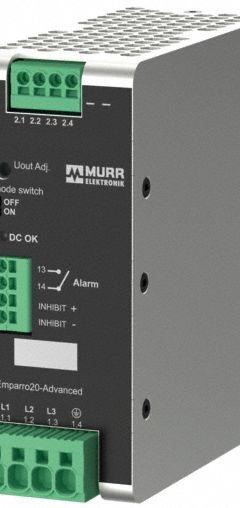 MURRELEKTRONIK DC Power Supply: DIN Rail, 240 W Output Power - Rated, 5.3 A Current - Output (MPN 9000-17333-0921110). Key specifications — attr1044898: Three; attr1044874: Aluminum; attr1044879: 342 to 575V AC; attr211400: MURRELEKTRONIK.