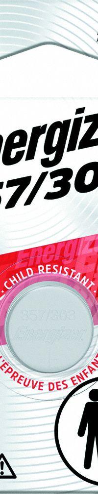 ENERGIZER Button Cell Battery: 357 Battery Size, Silver Oxide, 138 mAh Capacity, 1.5V DC (MPN 357BPZ). Key specifications — Voltage - Batteries: 1.5V DC; Battery Chemistry: Silver Oxide; Product Type: Button Cell Battery; Battery Size: 357; Brand: ENERGIZER; Voltage - Subhead: 1.5V DC.