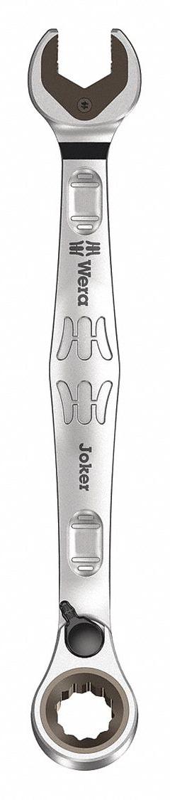 WERA Combination Wrench: Alloy Steel, Nickel Chrome, 15/32 in Head Size, 6 5/8 in Overall Lg, Offset (MPN 05020067001). Key specifications — attr309600: 15/32 in; attr309611: Nickel Chrome; attr309610: Alloy Steel; attr309604: Yes; attr309612: No; attr309613: No; attr309615: No; attr324932: WERA.
