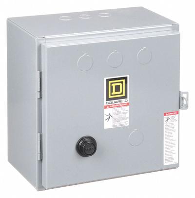 SQUARE D Magnetic Motor Starter: Reversing, 3 Poles, NEMA Size 00, 9 A - Enclosed Reversing Starters with Thermal Overloads