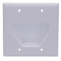 MONOPRICE Audio/Video Wall Plate: White, 2 Gang, 6 Port, Recessed Module, Plastic, Vertical (MPN 4001). Key specifications — Brand: MONOPRICE; Material: Plastic; Color: White; Outlet Orientation: Vertical; Module Style: Recessed.