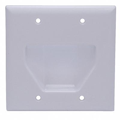 MONOPRICE Audio/Video Wall Plate: White, 2 Gang, 6 Port, Recessed Module, Plastic - Cable-Managing Wall Plates