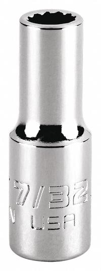 PROTO Socket: SAE, 1/4 in Drive Size, 7/32 in Socket Size, 12-Point, Std, Chrome, Not Tether Capable (MPN J4707N). Key specifications — attr1204417: PROTO; attr1204392: Chrome.