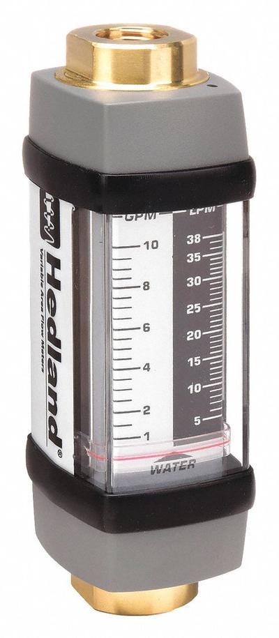 HEDLAND Mechanical Flowmeter: Water and Other Fluid Meter, Scale, Variable Area - Inline Flowmeters for Water