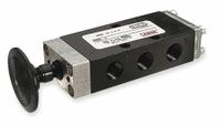 ARO Manual Air Control Valve: E, Four-Way / Two-Position, Button, Black, 26 scfm Flow Rate - Max (MPN E212HM). Key specifications — attr1092903: Black; attr1086905: Manual Return; attr1086907: E; attr1086914: Normally Open; attr1086904: Manual Air Control Valve; attr1086871: E212HM.