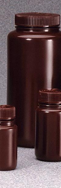NALGENE Storage Bottle: HDPE, 500 mL, 16.9 fl oz, Closure Included, Amber, 53 mm, Polypropylene (MPN DS2185-0016). Key specifications — Brand: NALGENE; Graduated: No; Body Color: Amber.