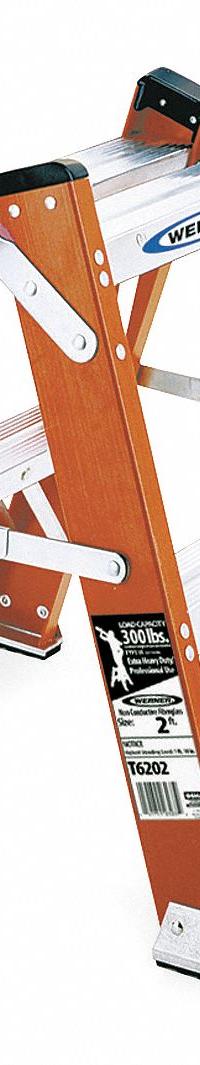WERNER Step Stool: 2 Steps, 2 ft Overall Ht, 300 lb Load Cap, Fiberglass, 2 ft Standing Ht (MPN T6202). Key specifications — Brand: WERNER; Color: Yellow.