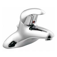 MOEN Low Arc Bathroom Faucet: M-Dura, Brass, Chrome Finish, 2.2 gpm Flow Rate, Centerset, Arc (MPN 8414). Key specifications — Includes: Trim and Valve; Brand: MOEN; Series: M-Dura.