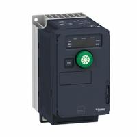 SCHNEIDER Variable Speed Drive: In Phase Single, 200-240V AC, Out Phase Three, 1 hp, IP20, No Bypass (MPN ATV320U07M2C412). Key specifications — Style: Compact; Color: Black/Blue/Gray; Output Phase: Three.