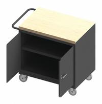 DURHAM MFG Mobile Cabinet Workbench: 36 in x 24 in, Butcher Block, 1,200 lb Overall Load Capacity (MPN 3113-MT-95). Key specifications — Included Components: Handle on Side; Assembly: Fully Assembled; Brand: DURHAM MFG.