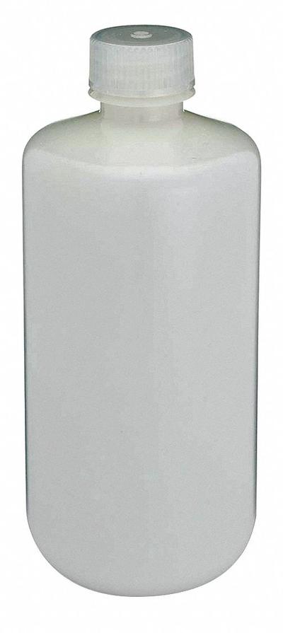 GLOBE SCIENTIFIC Sampling Bottle: HDPE, 16.9 fl oz, 500 mL, Natural - HDPE Narrow Mouth Round Lab Bottles