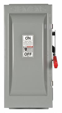 SIEMENS Safety Switch: Fusible, 100 A, Three Phase, 240V AC, Galvanized Steel, Indoor (MPN HF323J). Key specifications — Brand: SIEMENS.