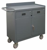 DURHAM MFG Mobile Cabinet Workbench: 42 in x 18 in, Steel, 1,200 lb Overall Load Capacity, Gray (MPN 2213A-LU-95). Key specifications — Included Components: Handle on Side; Assembly: Fully Assembled; Brand: DURHAM MFG.