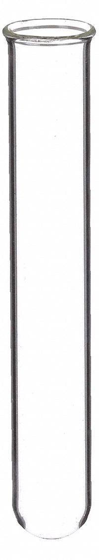 APPROVED VENDOR Test Tube: 60 mL, Test Tube, 25 mm Body Dia, 150 mm Overall Ht, Colorless, Round (MPN 5PTG4). Key specifications — Graduated: No; Includes Closure: No; Body Color: Colorless; Brand: APPROVED VENDOR; Bottom Shape: Round.