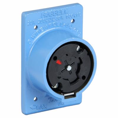 HUBBELL Locking Receptacle: Non-NEMA, Blue, 250V DC/600V AC, 20 A_30 A Current Rating - General Purpose Receptacles