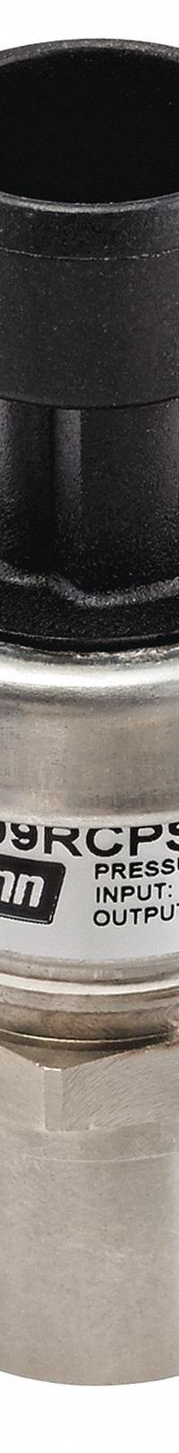 Pressure Transmitter: 0 psi to 750 psi, 0.5 to 4.5V DC, 3-Pin Packard Connector, 1/8 in Male NPT (MPN P599RAPS107K). Key specifications — Accuracy: ±1.5%; Burst Pressure: 259 bar; Calibration Certificate Included: No NIST-Traceable Calibration Certificate Included; IP Rating: IP67; Housing Material: Stainless Steel; Output: 0.5 to 4.5V DC; Overpressure: 3x Range; Process Connection Type: NPT.