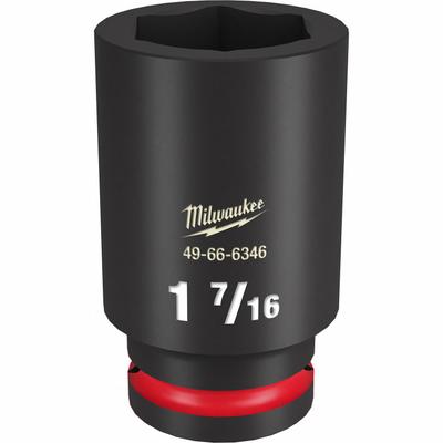 MILWAUKEE Deep Impact Socket: 3/4 in Drive Size, SAE, 1 7/16 in Socket Size, 6-Point - 3/4" Drive Impact Sockets
