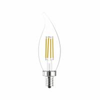 GE LAMPS Compact LED Bulb: Candelabra Screw (E12), LED, (CA) Candle Angled, CA10, 3.5 W Watt, 2700K (MPN LED4DFCAC-C/927). Key specifications — Bulb Shape: CA10; Voltage: 120V AC; Bulb Finish: Clear; Color Temperature: 2700K; Brand: GE LAMPS.