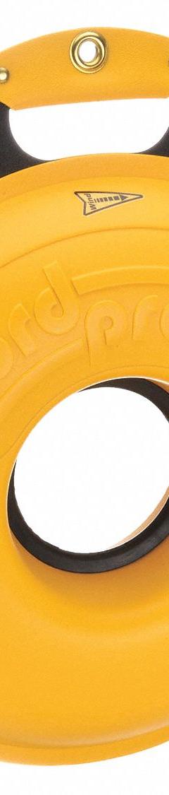 CORDPRO Cord Storage Reel: Capacity: 100 ft of 10/3 Cord/150 ft of 12/3 Cord, Keyhole Mount, Yellow (MPN CP-XL). Key specifications — Reel Mounting: Keyhole; Reel Capacity: 150 ft of 12/3 Cord; Brand: CORDPRO.