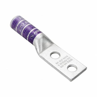BURNDY Compression Lug: For 3 AWG, Solid/Stranded Wire, 1/2 in Stud Size, Long - Two-Hole Compression Lugs